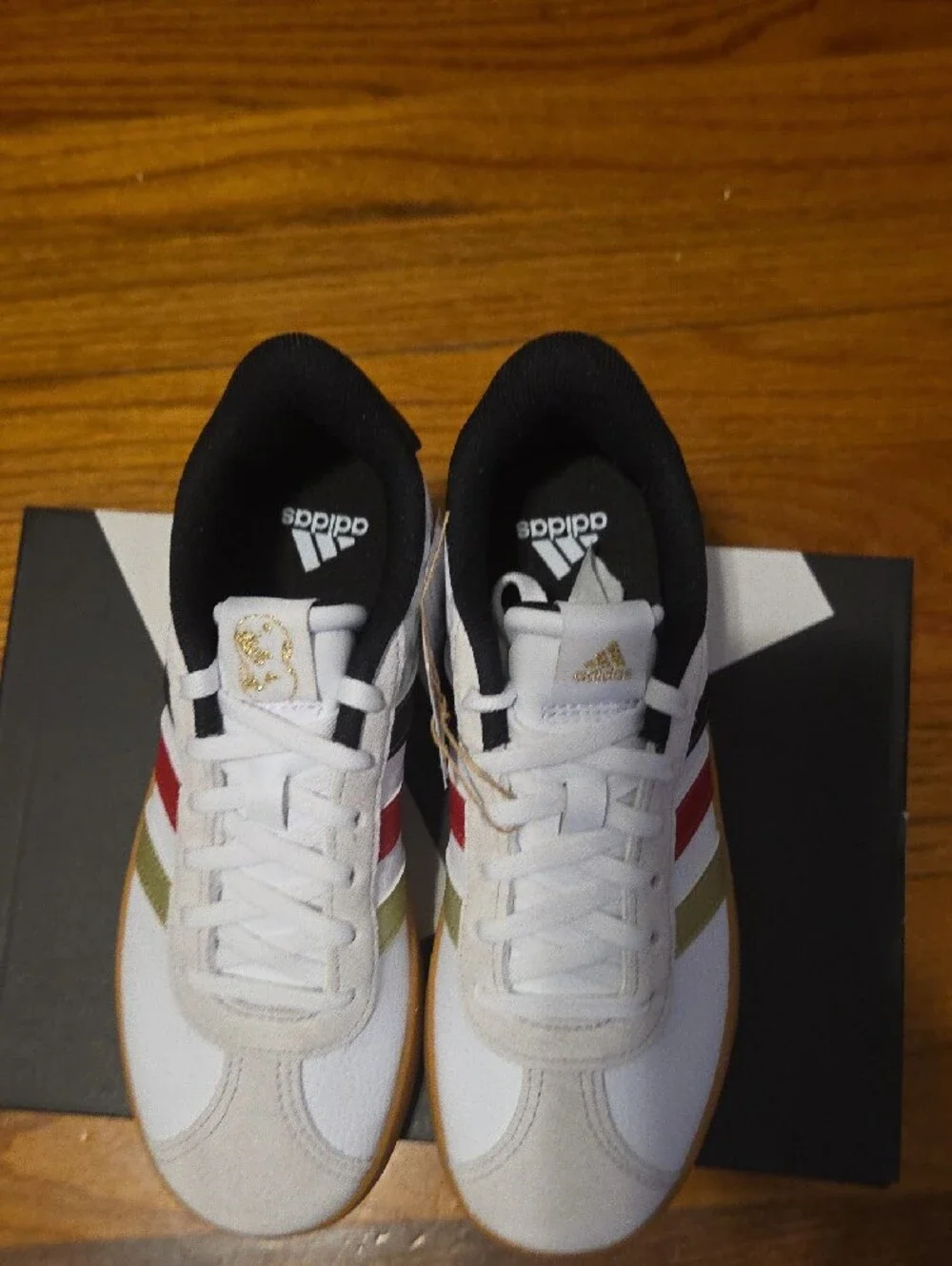 adidas VL Court 3.0 K Sneakers - White with Red & Black Accents